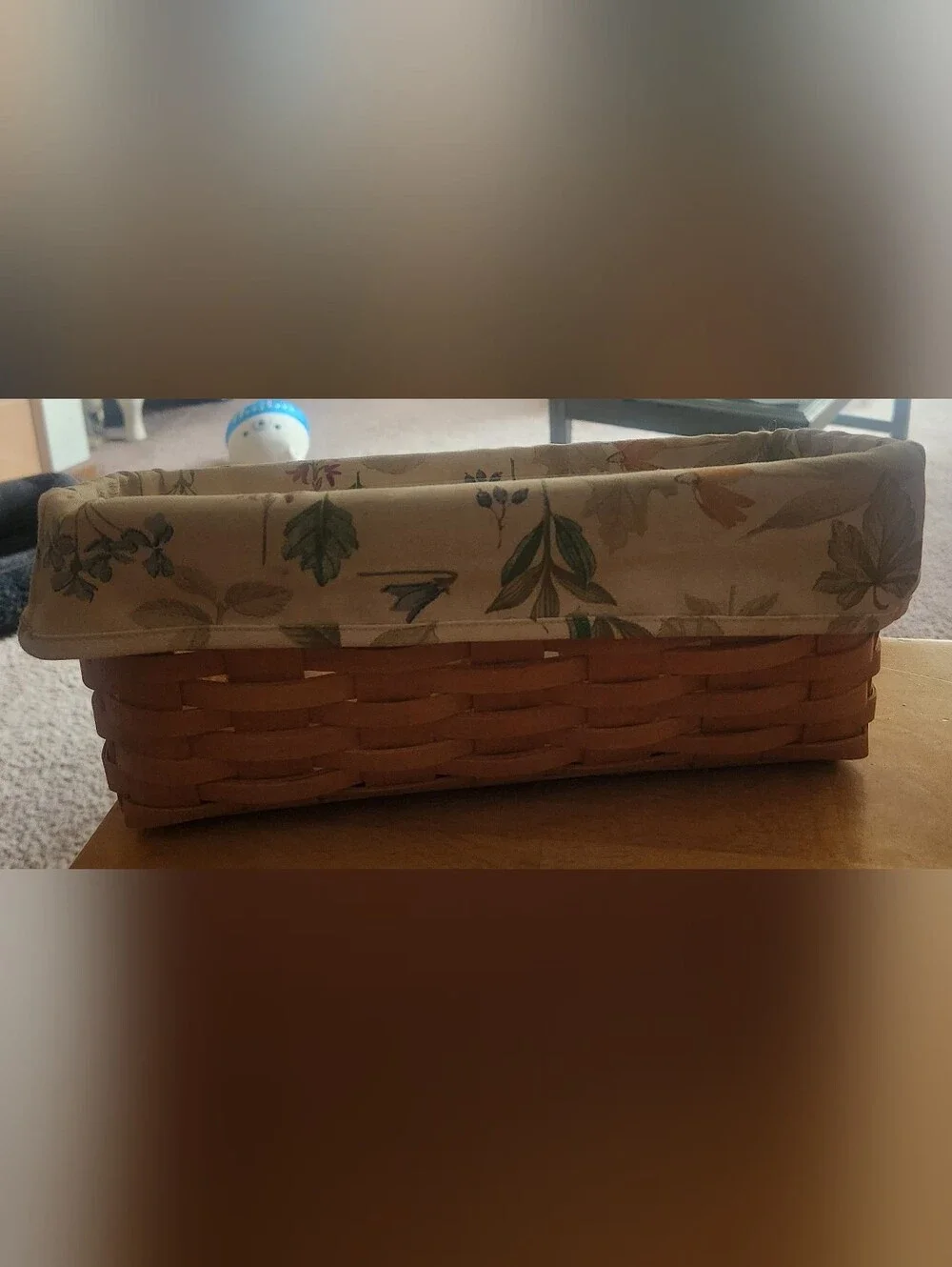 Longaberger Envelope Basket with Plastic and Fabric Liner